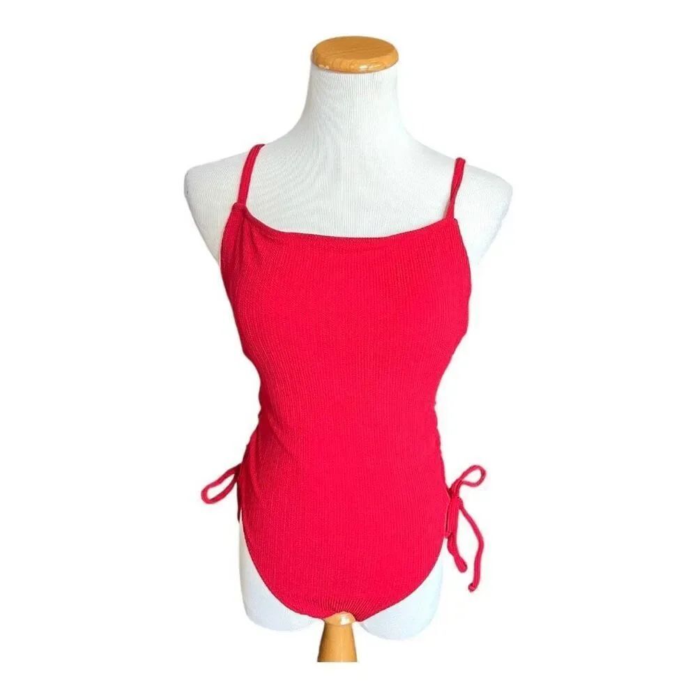 NWT Womens MyCharmo Textured One Piece Side Lace Up Swimsuit Bathing Suit - Sz M